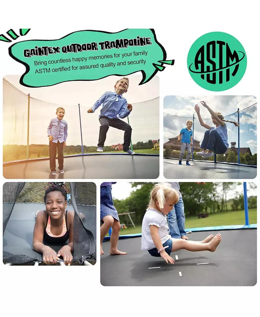 Gymax Recreational Trampoline w/ Inner Enclosure Net Basketball Hoop Ladder 6