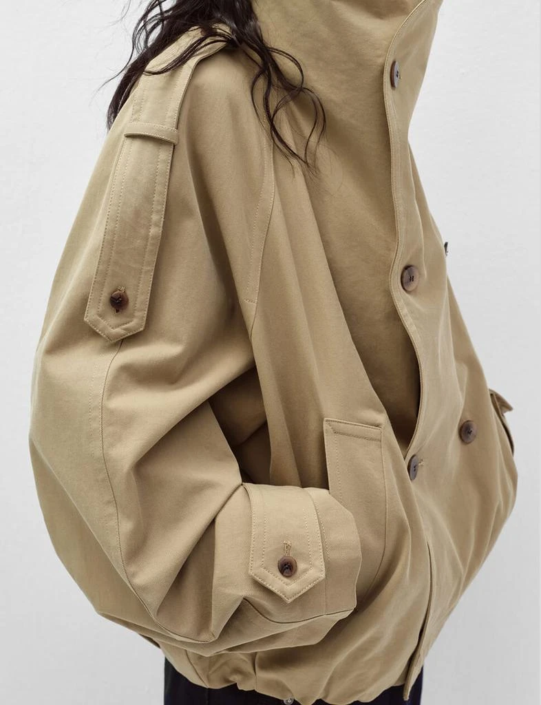 Pixie Market Khaki Cropped Funnel Neck Trench Jacket-PREORDER 8