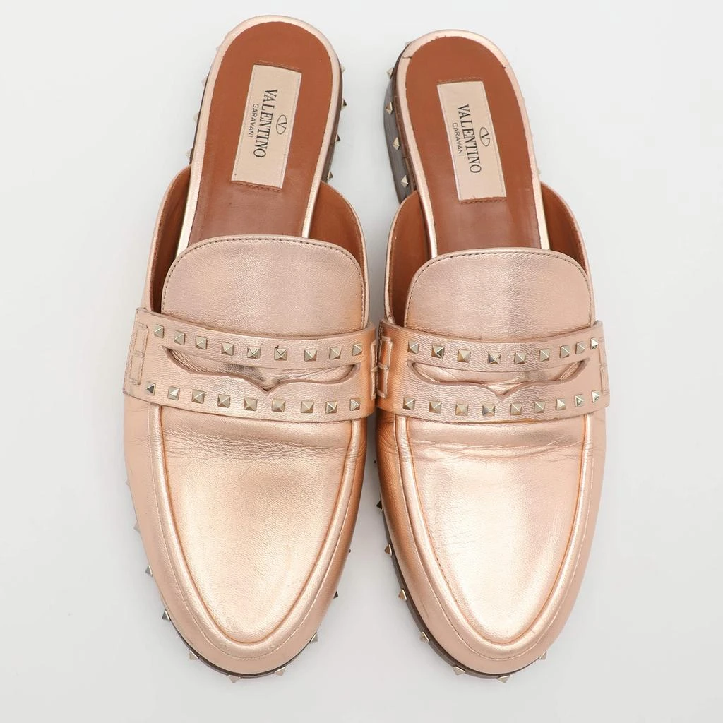 Valentino Valentino Metallic Rose Gold Leather Soul Rockstud Mules Size 36 3
