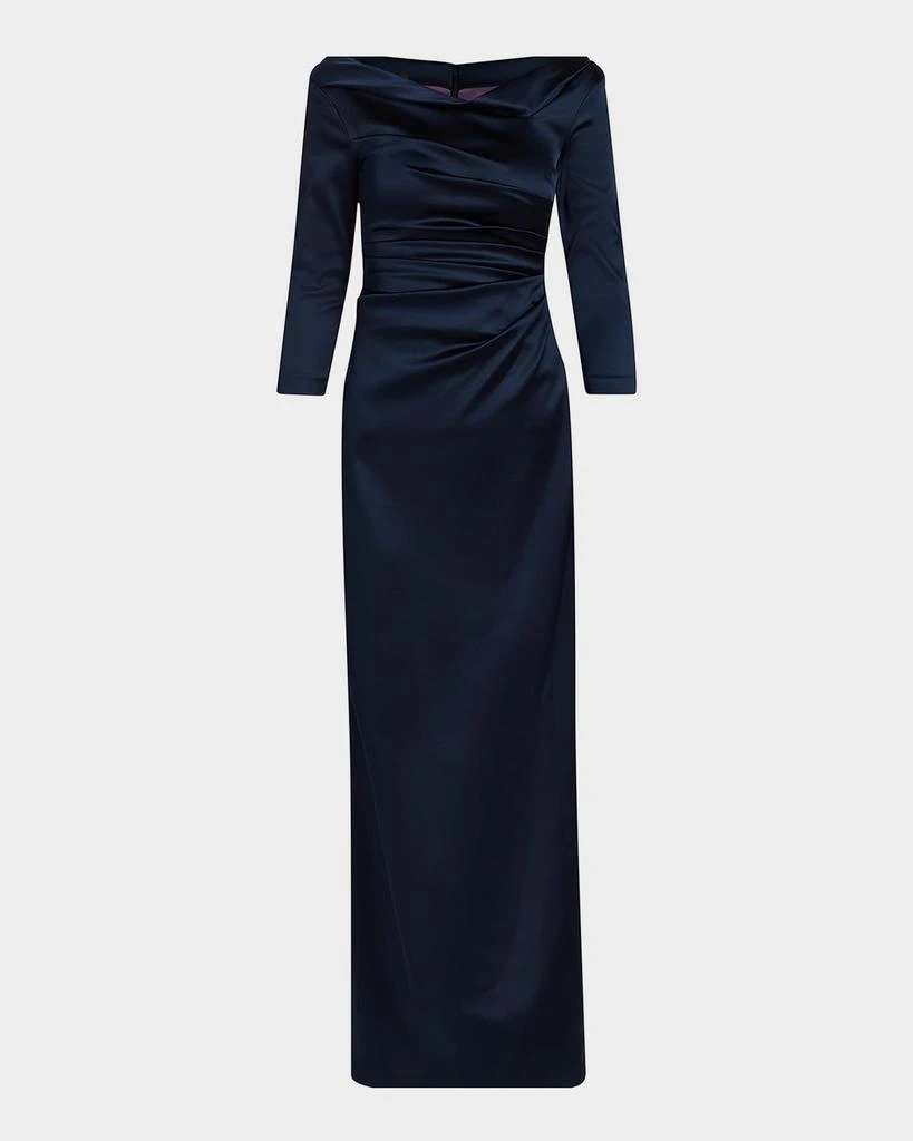 Talbot Runhof Gathered Satin Gown