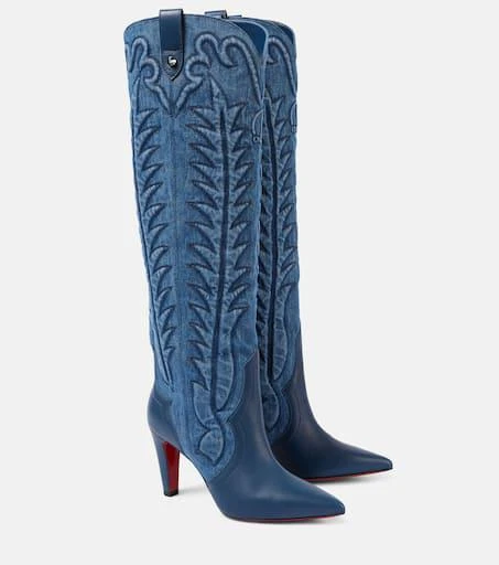 Christian Louboutin Santia Botta 85 denim and leather boots 1