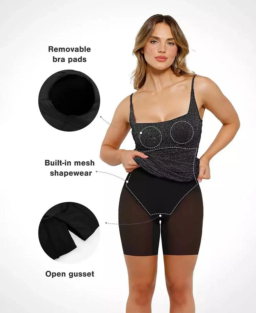 Popilush Women
s Shapewear Metallic Knit Bodycon Sculpting Midi Slip Dress 4