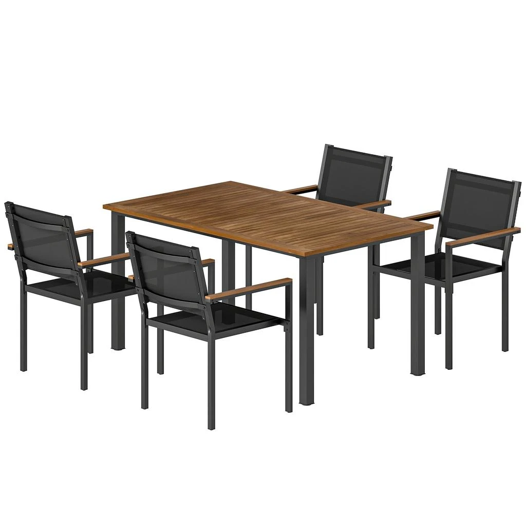 Hivvago Outdoor Patio Table and Chairs Set 4 Acacia Wood Seats
