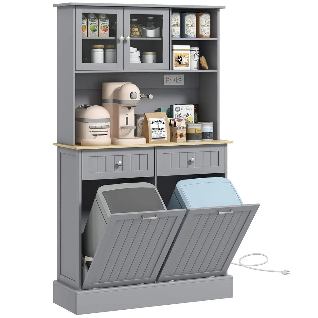Streamdale Furniture Streamdale Versatile Pantry with Charging 
Microwave Stand