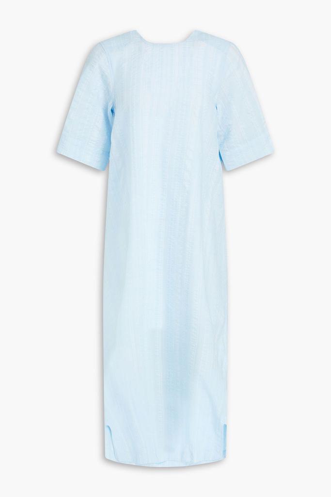 Ganni Striped seersucker midi dress