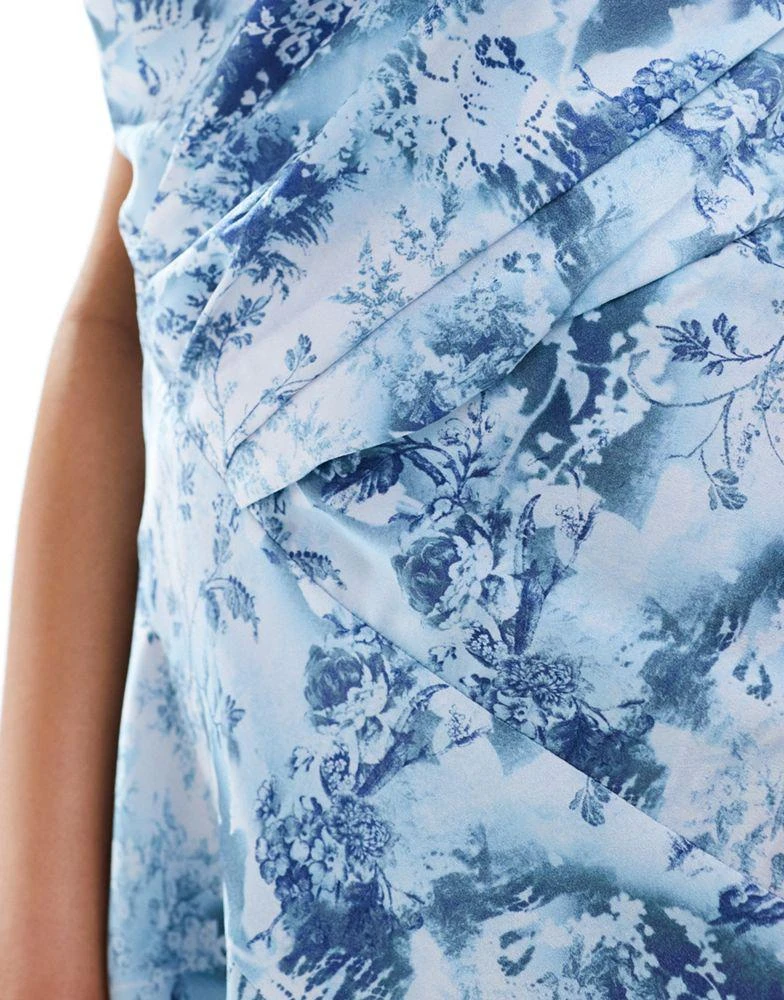 ASOS DESIGN bandeau asymmetric bias mini dress in blue floral – On Sale Now  with Up to 79% Off