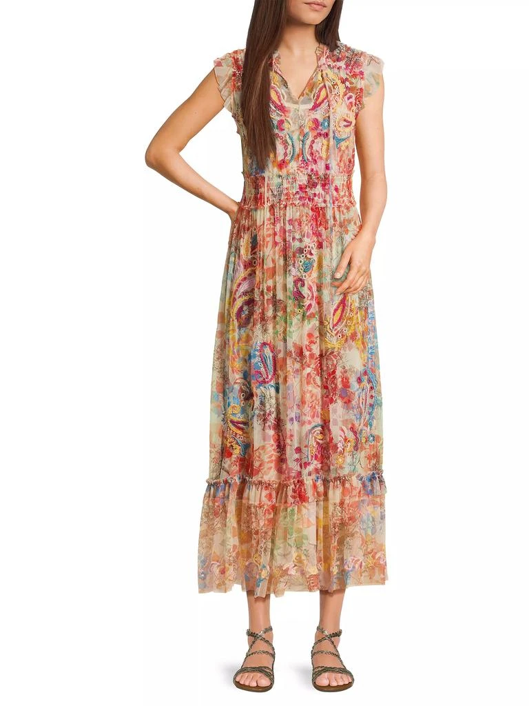 Johnny Was Mazzy Embroidered Mesh Dress 2
