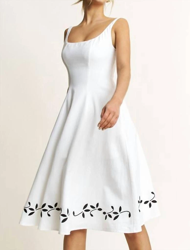Embroidered Linen Flare Midi Dress In White  On Sale Now with Up to 22%  Off | Discover Exclusive Deals & Savings at BeyondStyle  Authentic Hersy  women|clothing|dresses with Limited-Time Discounts, Free