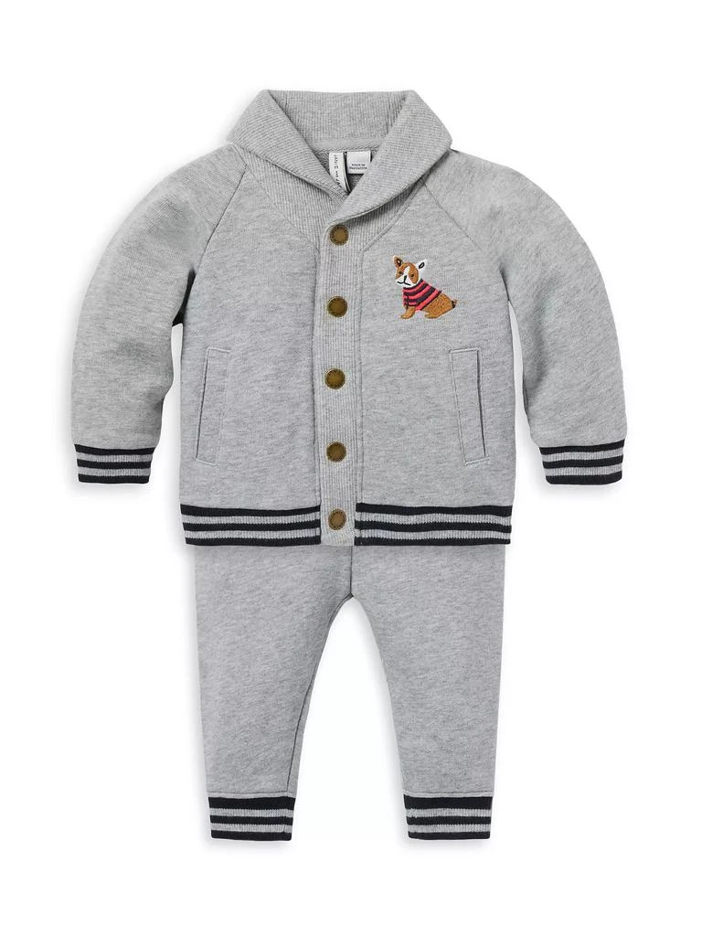 Janie and Jack Baby Boy's Varsity Shawl Collar Cardigan &amp; Joggers Set 1