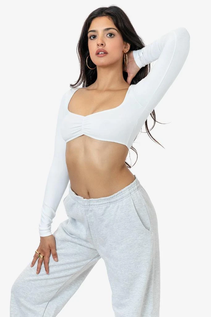 Los Angeles Apparel 8387GD - Garment Dye Ruched Long Sleeve Micro Crop Top 3