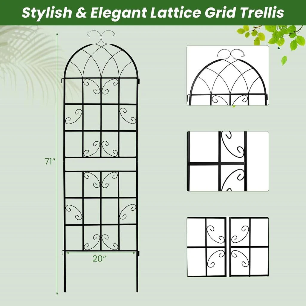 QuikFurn Set of 2 - 6-Ft Heavy Duty Outdoor Galvanized Metal Garden Trellis 5