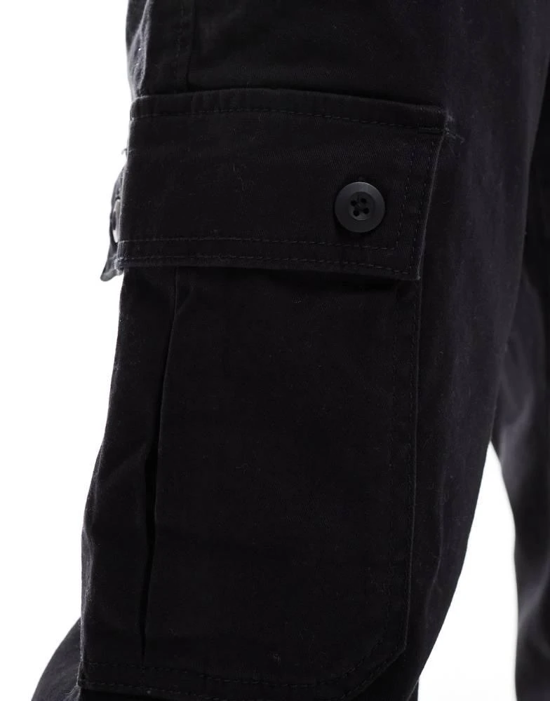ASOS ASOS DESIGN tapered cargo trouser in black 3