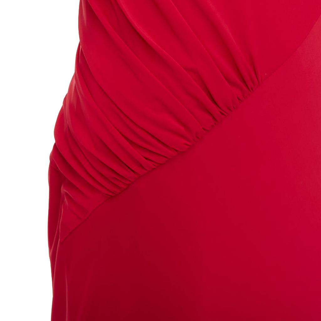 Donna Karan Asymmetric Neck Tuck Draped Midi Dress