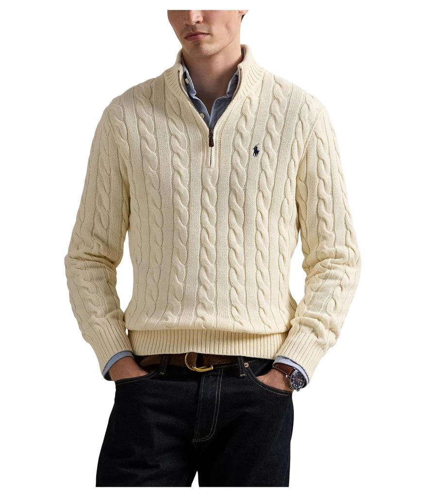 Ralph Lauren Cable-Knit Cotton Quarter-Zip Sweater 1