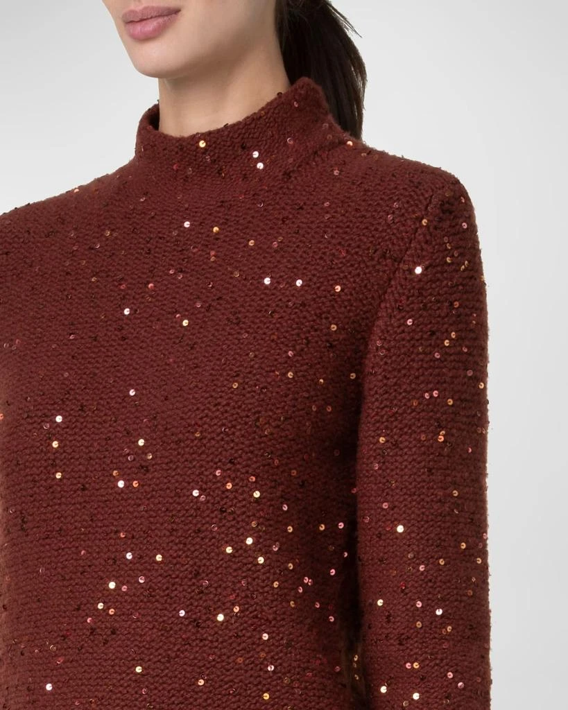 Akris Mock-Neck Sequin Wool-Cashmere Sweater 6