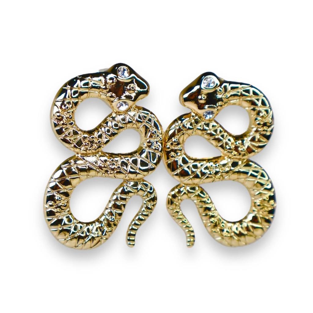 Jagged Halo Jewelry Women's Python Earrings In 18K Yellow Gold Filled