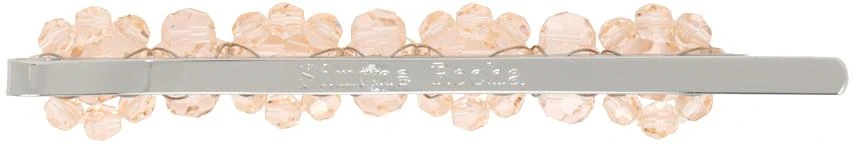 Simone Rocha Silver & Pink Flower Hair Clip 2