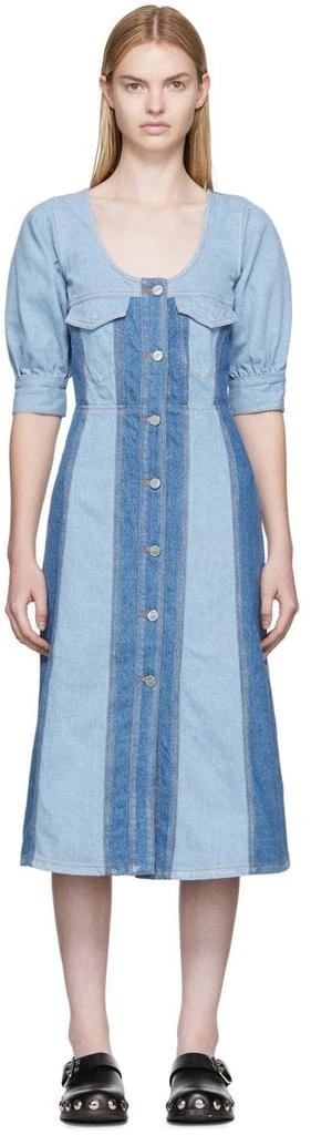 Ganni Blue Denim Midi Dress 1
