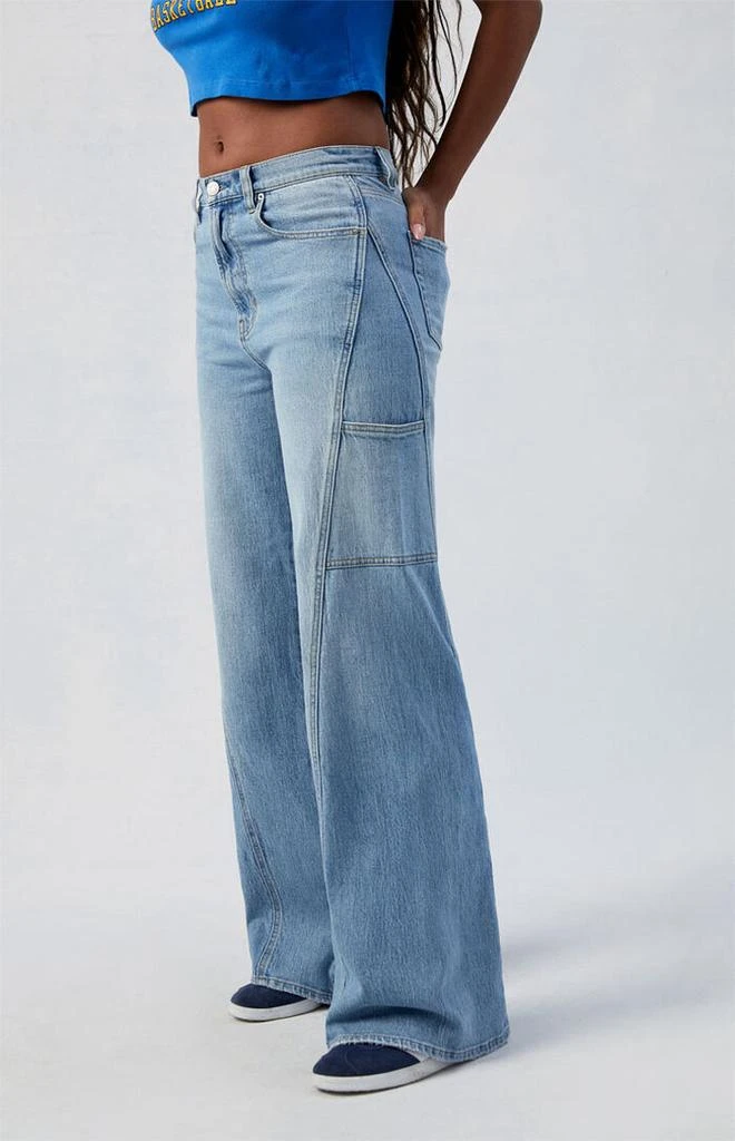 PacSun Eco Stretch Medium Indigo Paneled Wide Leg Jeans 3