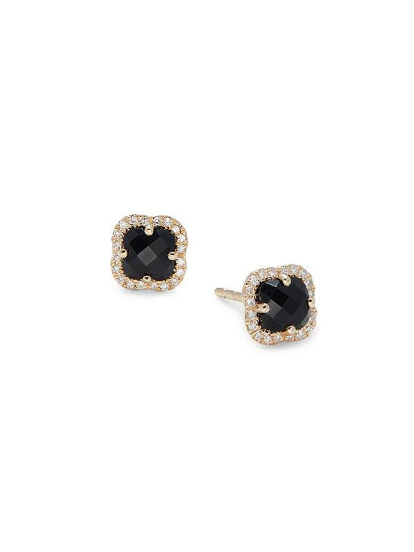 Effy ​14K Yellow Gold, Diamond & Onyx Stud Earrings 1
