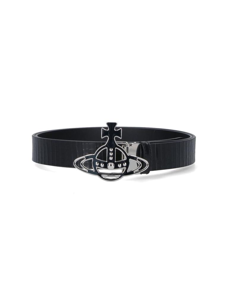 Vivienne Westwood Orb Buckle Palladio Leather Belt - Belts