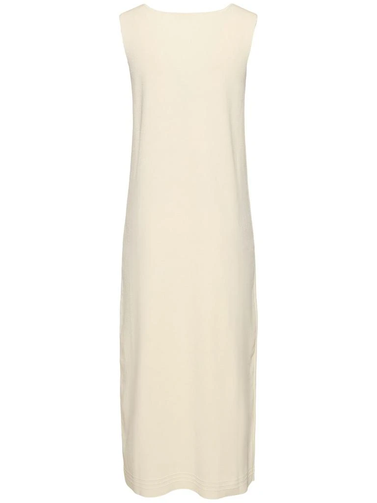 Jil Sander Cotton Blend Rib Knit V Neck Midi Dress 4