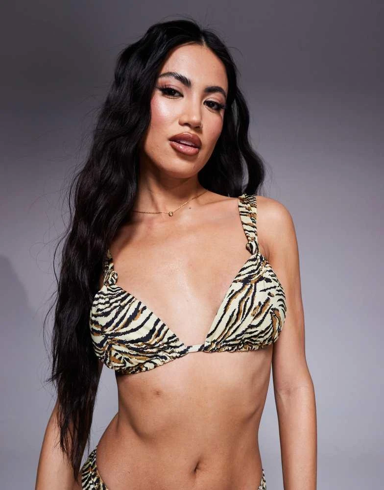 ASOS ASOS DESIGN Gia  high apex triangle bikini top in animal print 3