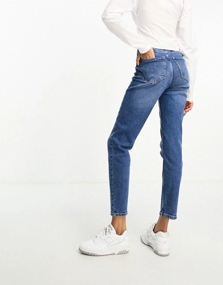 Stradivarius Stradivarius tall slim mom jean with stretch in authentic blue 4