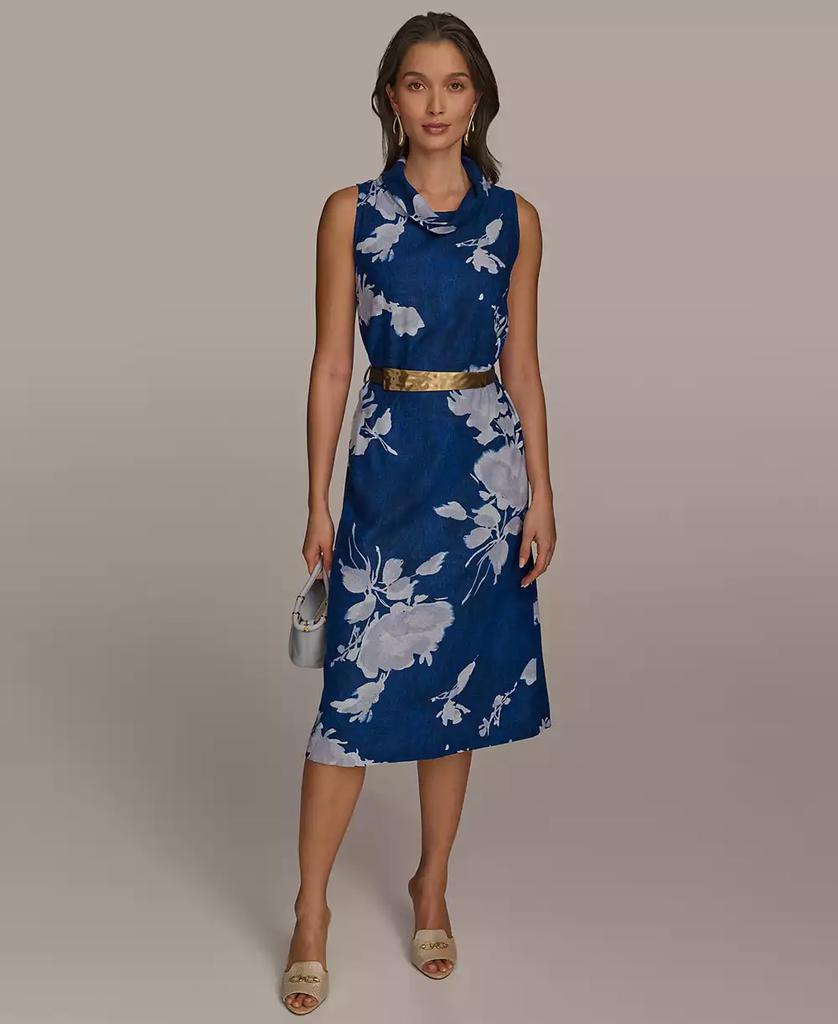 【Donna Karan New York】Missy Cowl Neck Belted Sheath Dress Donna Karan Women's Missy Cowl Neck Belted Sheath Dress