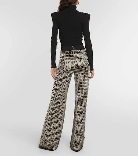 Balmain Monogram flared wool-blend pants 3