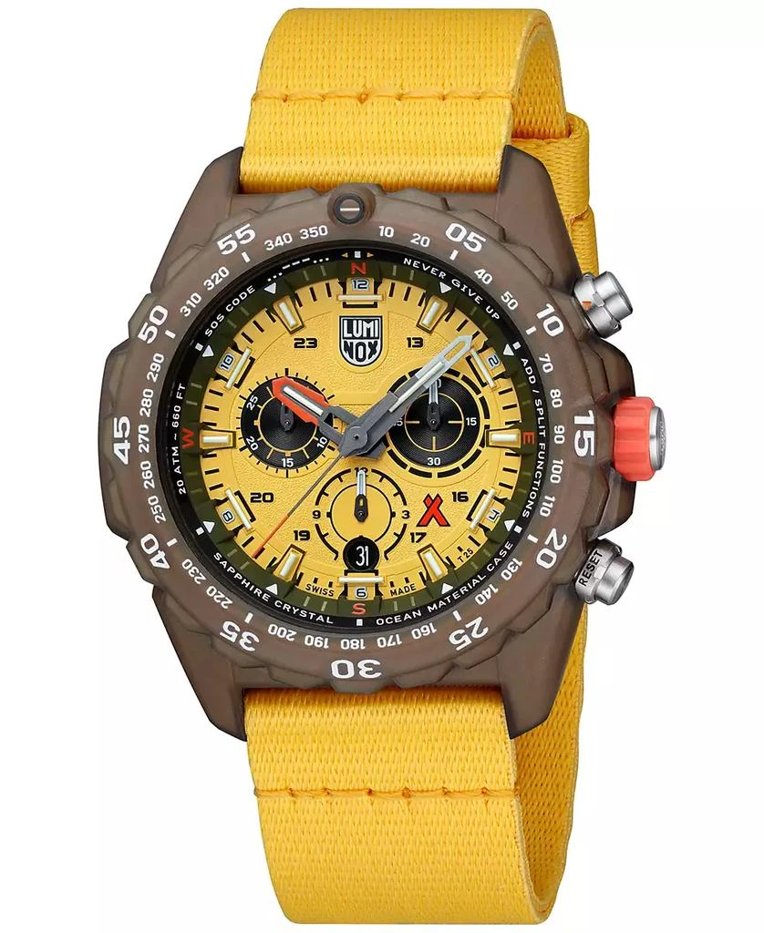 Luminox Men's Swiss Chronograph Bear Grylls Survival Eco Master Series Yellow Strap Watch 45mm 1
