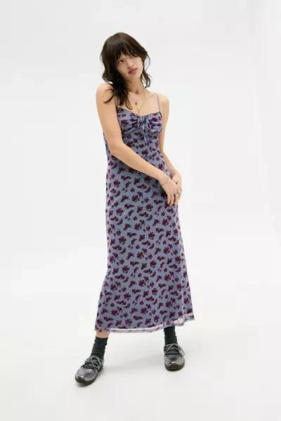 Urban Outfitters UO Floral Tie-Front Mesh Maxi Dress 1