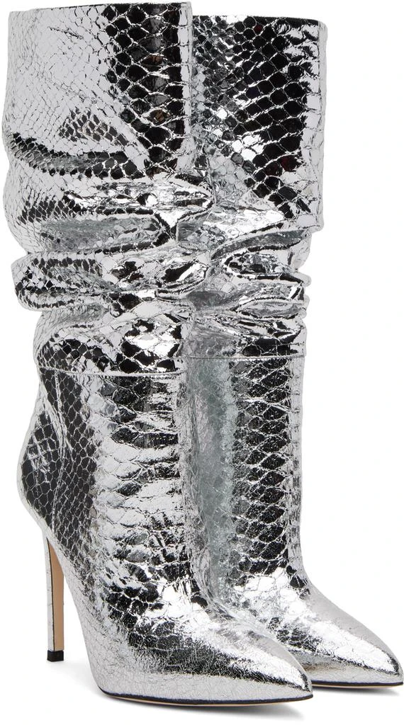 Paris Texas Silver Snake Slouchy Boots 4