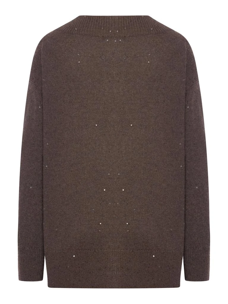 Brunello Cucinelli Brunello Cucinelli V-Neck Sequin Embellished Knitted Jumper 2