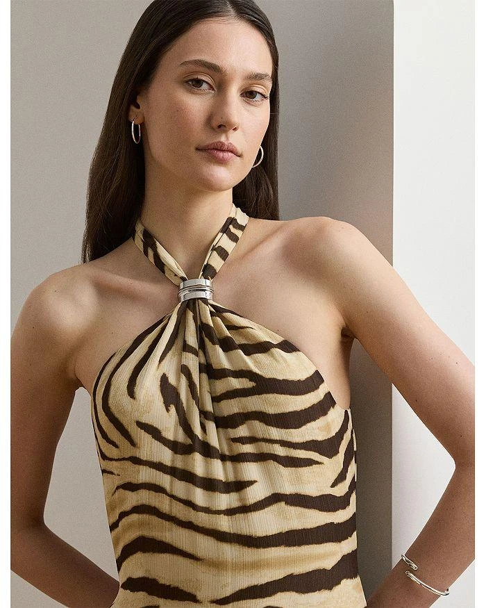 Ralph Lauren Zebra Print Ruffle Trim Georgette Gown 4