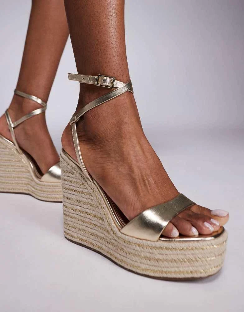 ASOS ASOS DESIGN Wide Fit Tamika espadrille wedges in gold 1