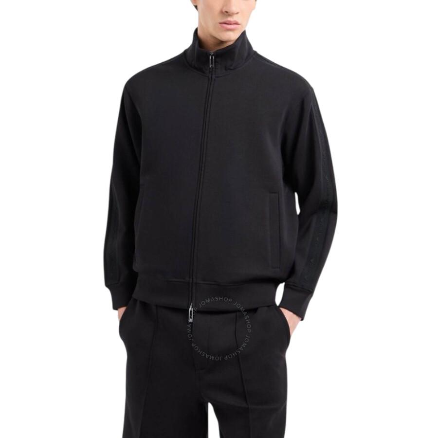 Emporio Armani Embossed Logo Full-Zip Cotton-Blend Sweatshirt