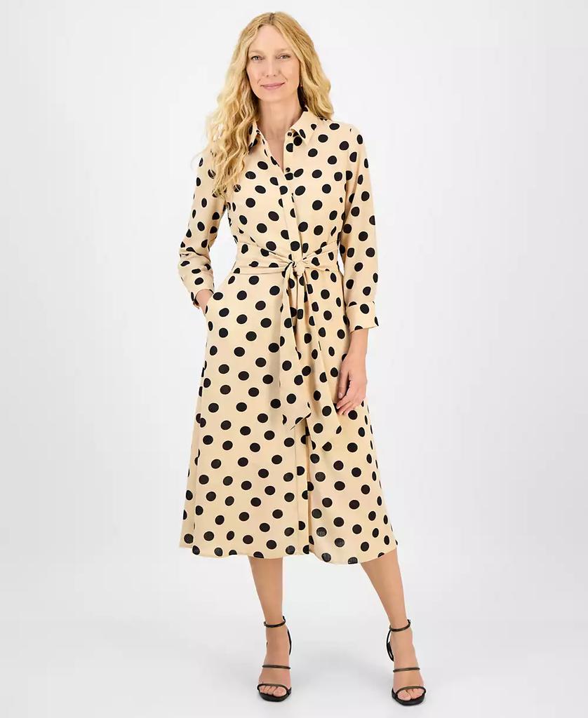 julia jordan Women's Dot-Print Tie-Waist Shirtdress
