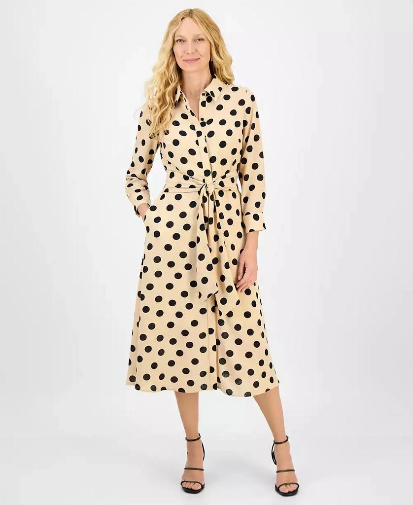 julia jordan Women's Dot-Print Tie-Waist Shirtdress 1