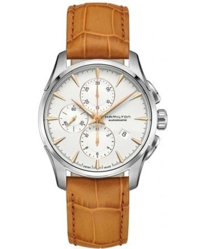 Hamilton Hamilton Jazzmaster Auto Chrono White Dial Brown Leather Strap Men's Watch H32586511 1