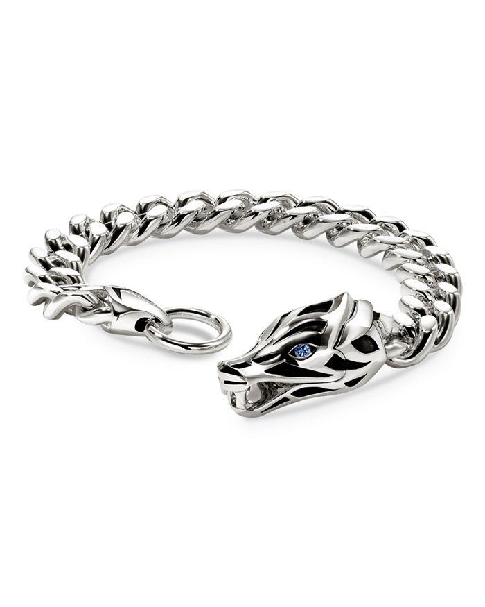 John Hardy Sterling Silver Naga Blue Sapphire Snake Curb Link Bracelet