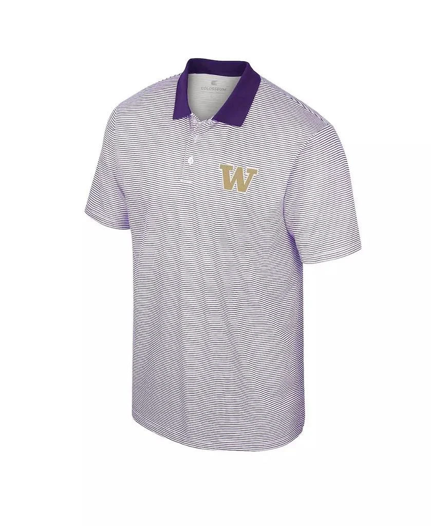 Colosseum Men's White, Purple ECU Pirates Print Stripe Polo Shirt 3