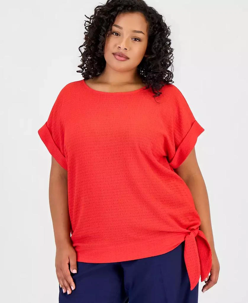 JONES NEW YORK Plus Size Dolman-Sleeve Tie-Hem Top