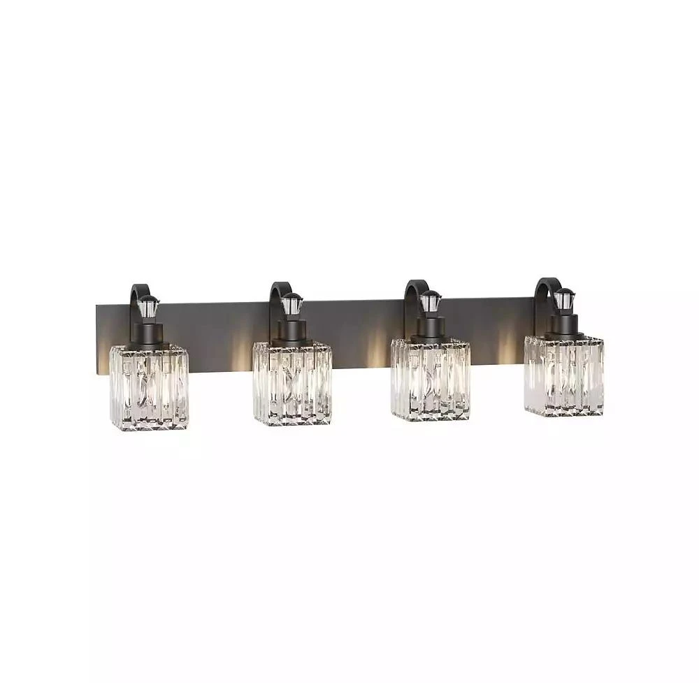 gaomon Modern Crystal Bathroom Vanity Lights Black Bathroom Light Fixtures Crystal Vanity Shower Lights Over Mirror, Mirror Glass Crystal Bathroom Vanity Lighting Fixtures