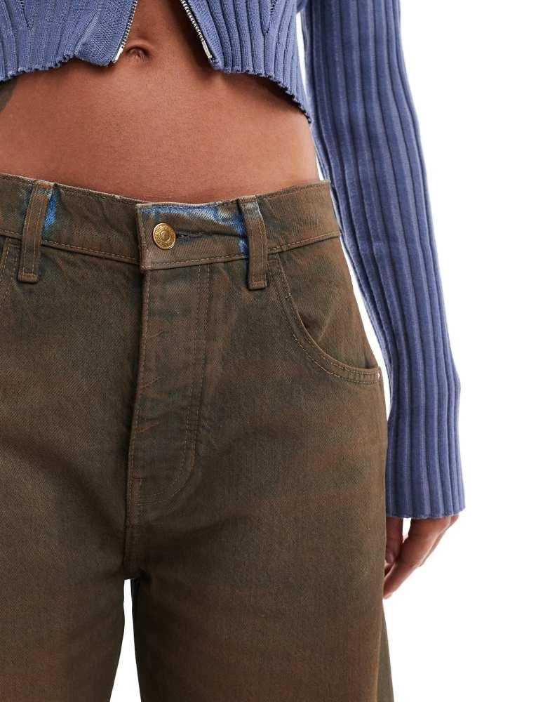 Free People Free People good luck coated barrel leg jeans in brown 4
