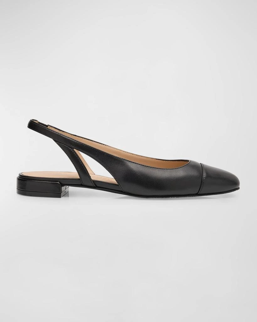 Stuart Weitzman Sleek Leather Slingback Ballerina Flats 1