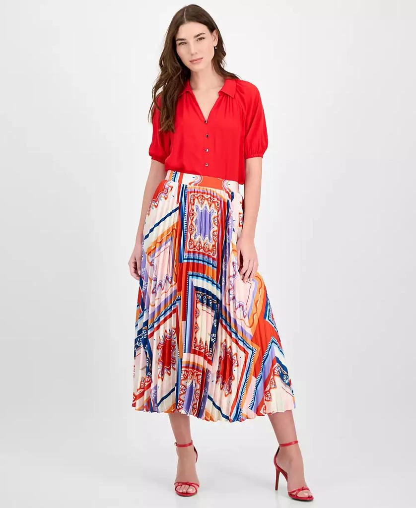 Tahari Women's Solid-Color Georgette Split-Neck Blouse 2