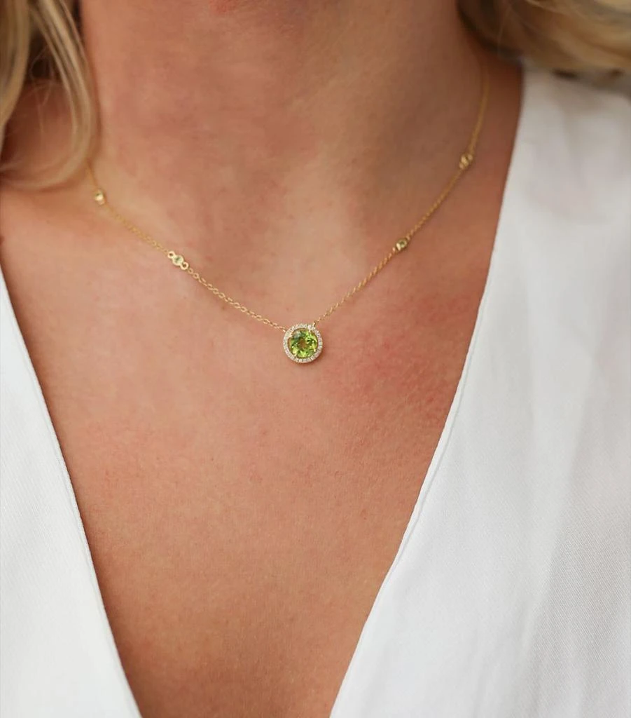 Kiki McDonough Yellow Gold, Round Diamond and Peridot Grace Necklace 3