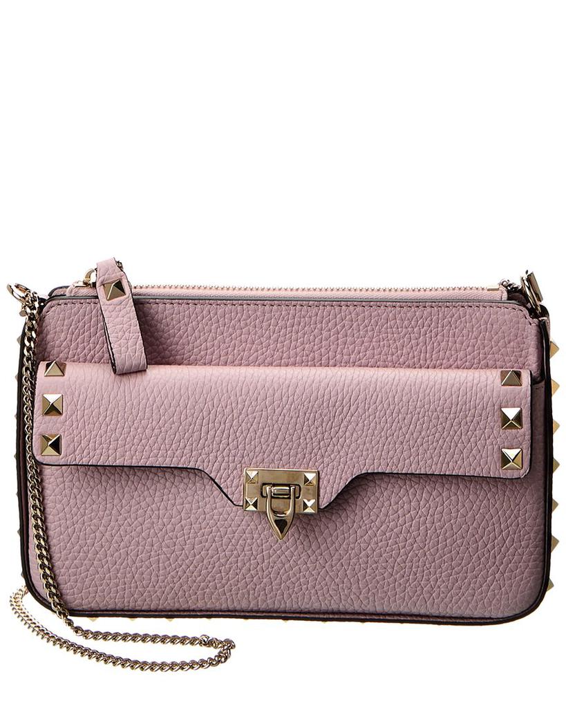 Valentino Valentino Rockstud Grainy Leather Wallet On Chain