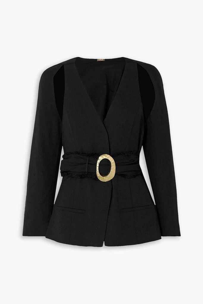 Cult Gaia Noey belted cutout woven blazer 1
